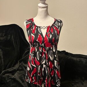 INC International Concepts Red and Black Patterned Blouse